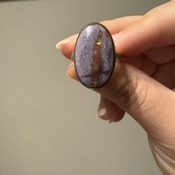 Natural Lepidolite 925 Sterling Silver Ring