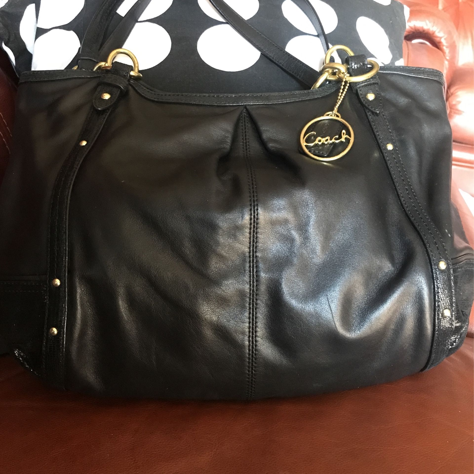 Leather Black Coach Hobo Shoulder Bag