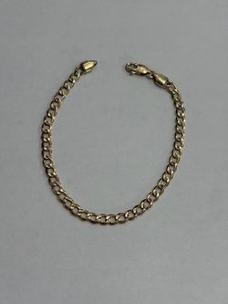 14K YELLOW GOLD CURB BRACELET, 7.5”