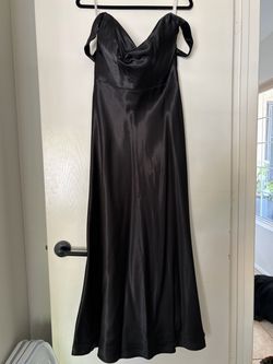 Black Satin Off-Shoulder Formal Gown