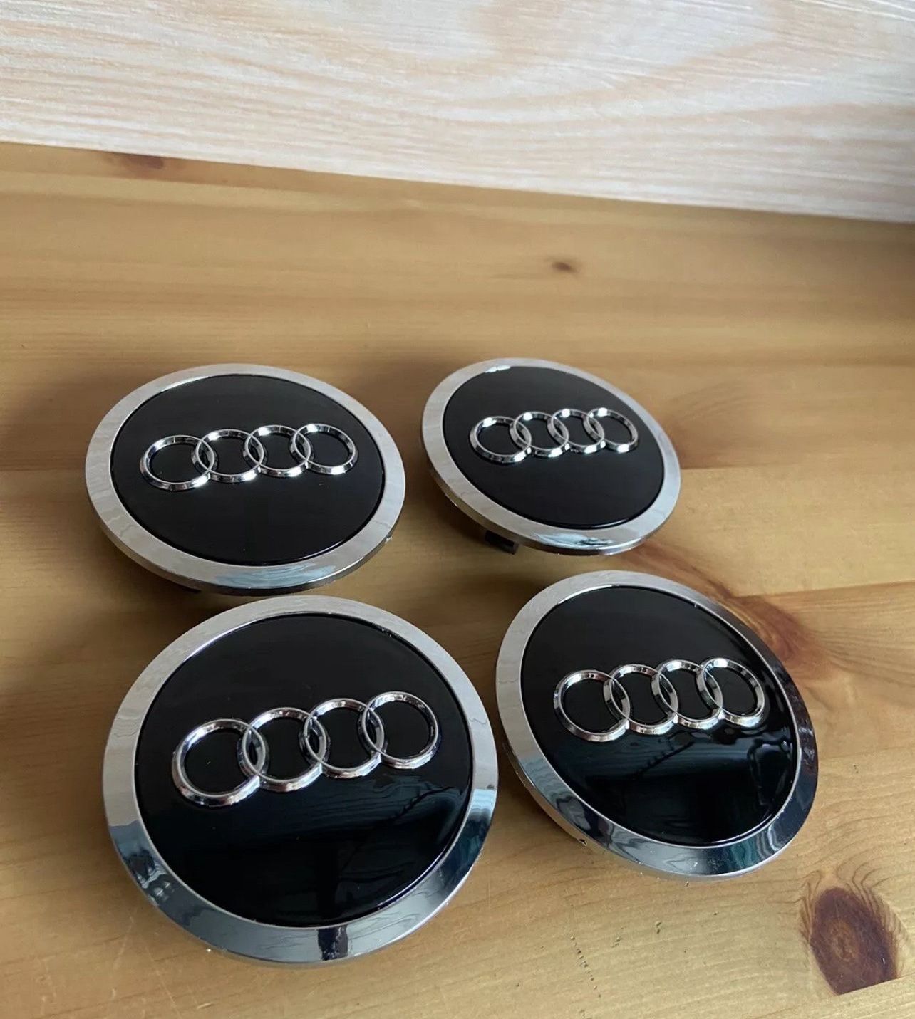 Audi 69mm Black Chrome Wheel Rim Center Hub Caps Emblem 4PC Set 4B0601170A
