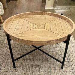Round Wood Coffee Table-Modern Farmhouse Style