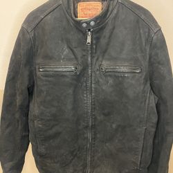 Black leather vintage Levi's jacket 100% leather heavy thick amazing quality size large 