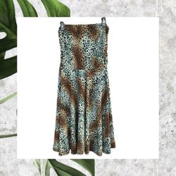 Lapis Multicolor Leopard Print Strapless Tube Body Dress Women Large