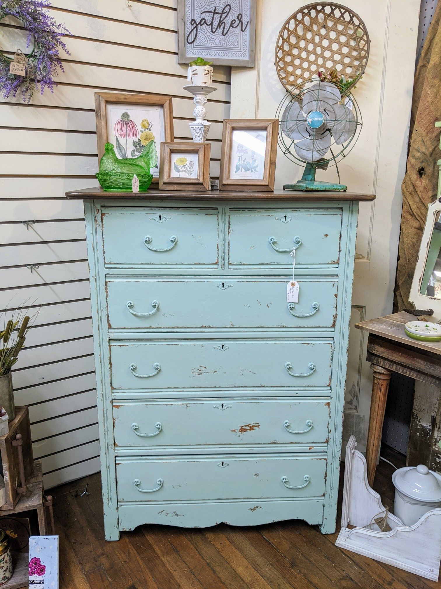 Rustic blue dresser