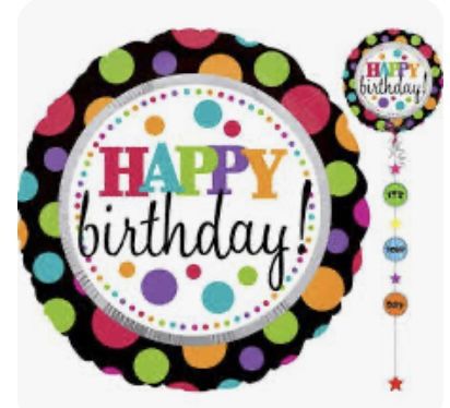 JUMBO Happy Birthday Balloon w/Ribbon & Weight