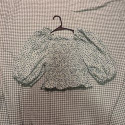 Floral Smocked Crop Top with Puff Sleeves