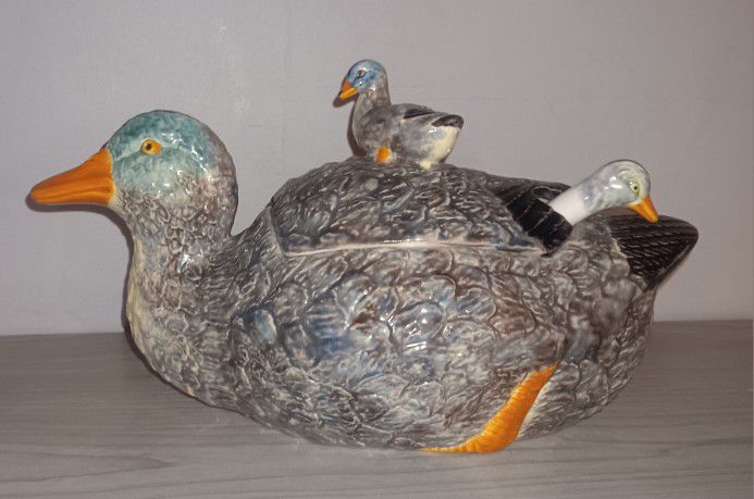 Vintage Portugese Majokica Palissy Ware Duck