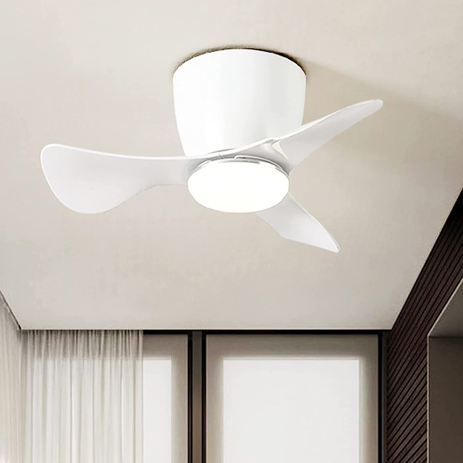 Ceiling Fan with Lights Remote Control, 22 lnch Small Ceiling Fan with Light 3 Reversible Blades, Low Profile Ceiling Fan for Kitchen Bedroom Dining r