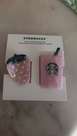 Starbucks pink drink hair claw clips
