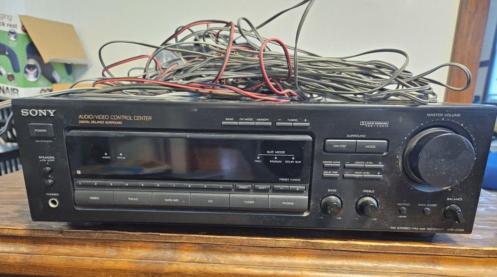 Sony Receiver Stereo With Three Speakers And All The Wires For Hookup