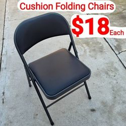 Folding Chairs With Cushion- Matte Black New $18 Each 