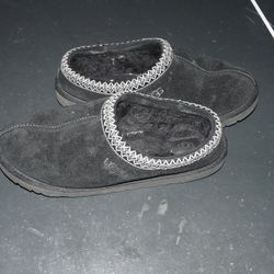 UGG Tasman II Sheepskin Black Braid Suede Slippers Shoes Women Women's Size 11