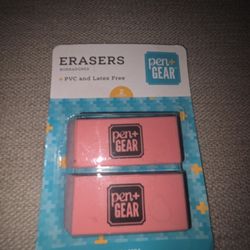 Pen+Gear Pink Block Erasers, 2 Count