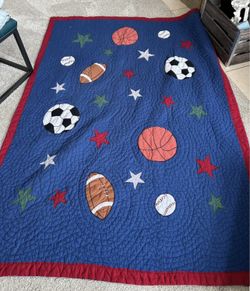 Twin Quilted Sports Themed Quilt