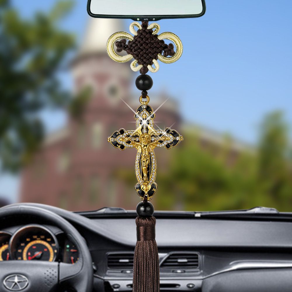Jesus Christ Cross pendant alloy and zircon inlaid.