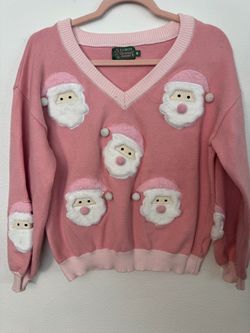 Lubot Pink Santa Claus Christmas Sweater Size M