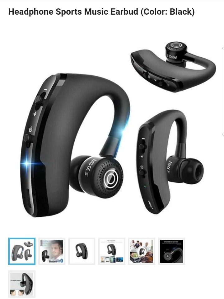 V9 Handsfree Business Bluetooth Headset With Mic Voice Control Wireless Bluetooth Earphone Headphone Sports Music Earbud (Color: Black)