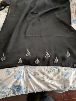 🎄 Christmas Black Chiffon Saree Embroidered