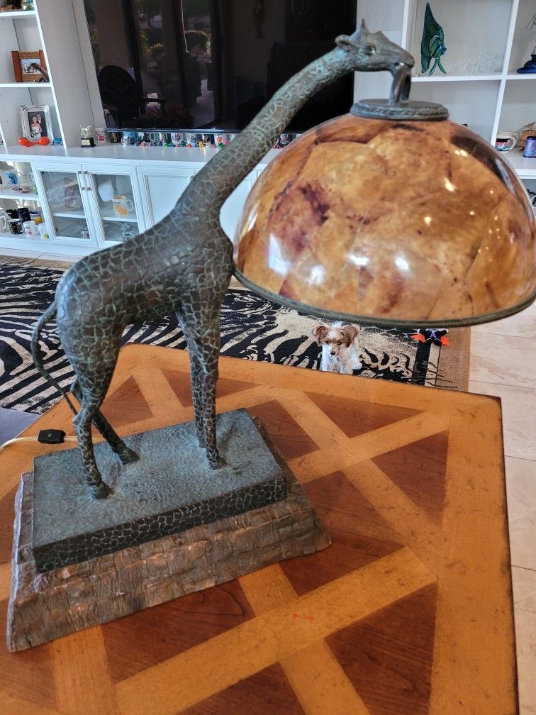 Beautiful One Of A Kind Giraffe Lamp, Stone,/Metal