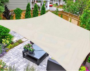 Sun Shade Sail Rectangle 8’x12’ UV Block Canopy for Patio, Backyard, Garden, Outdoor Activities in Cream