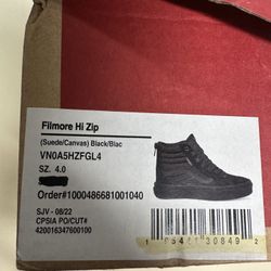 New In Box VANS Filmore Hi zip Size 4.0