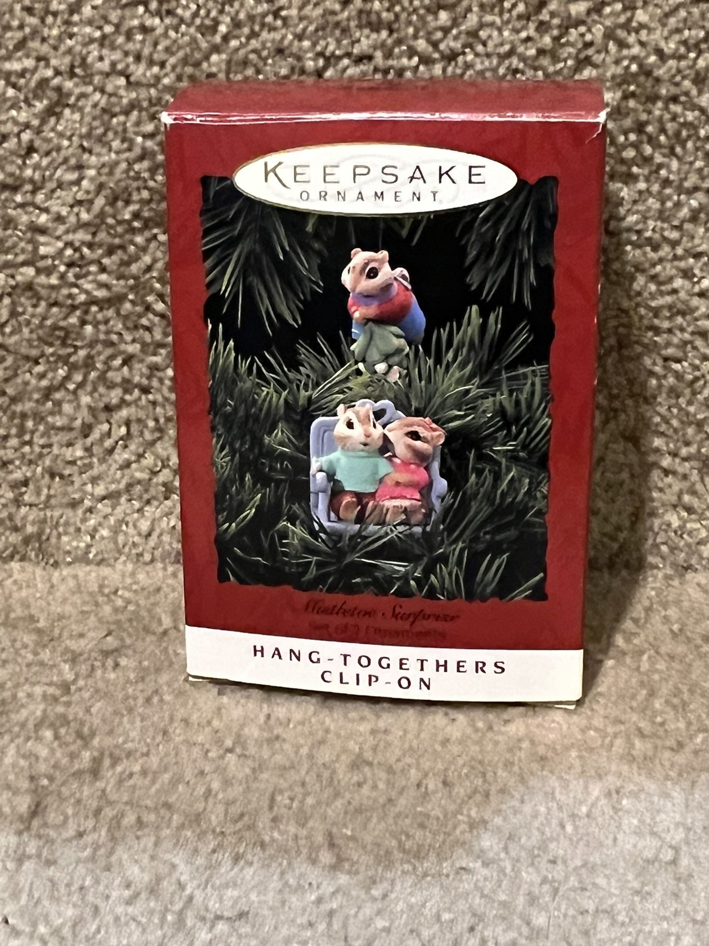Hallmark Ornament 1994 Mistletoe Surprise Hang Together Clip on Chipmunks