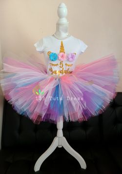 Unicorn multi colors Birthday Tutu Outfit