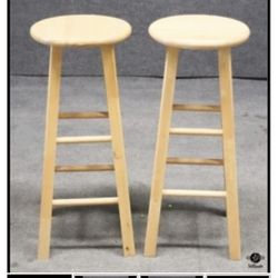 2 Wood Bar Height Barstools
