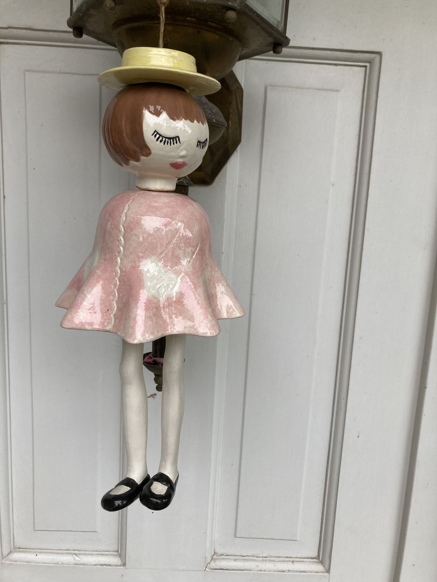 Vintage Porcelain Pink Girl Bell Wind Chime