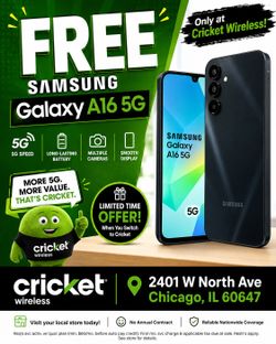 Free Samsung Galaxy A16 5G Phones # Cricketwireless # 2401 W North Ave Chicago IL 60647#