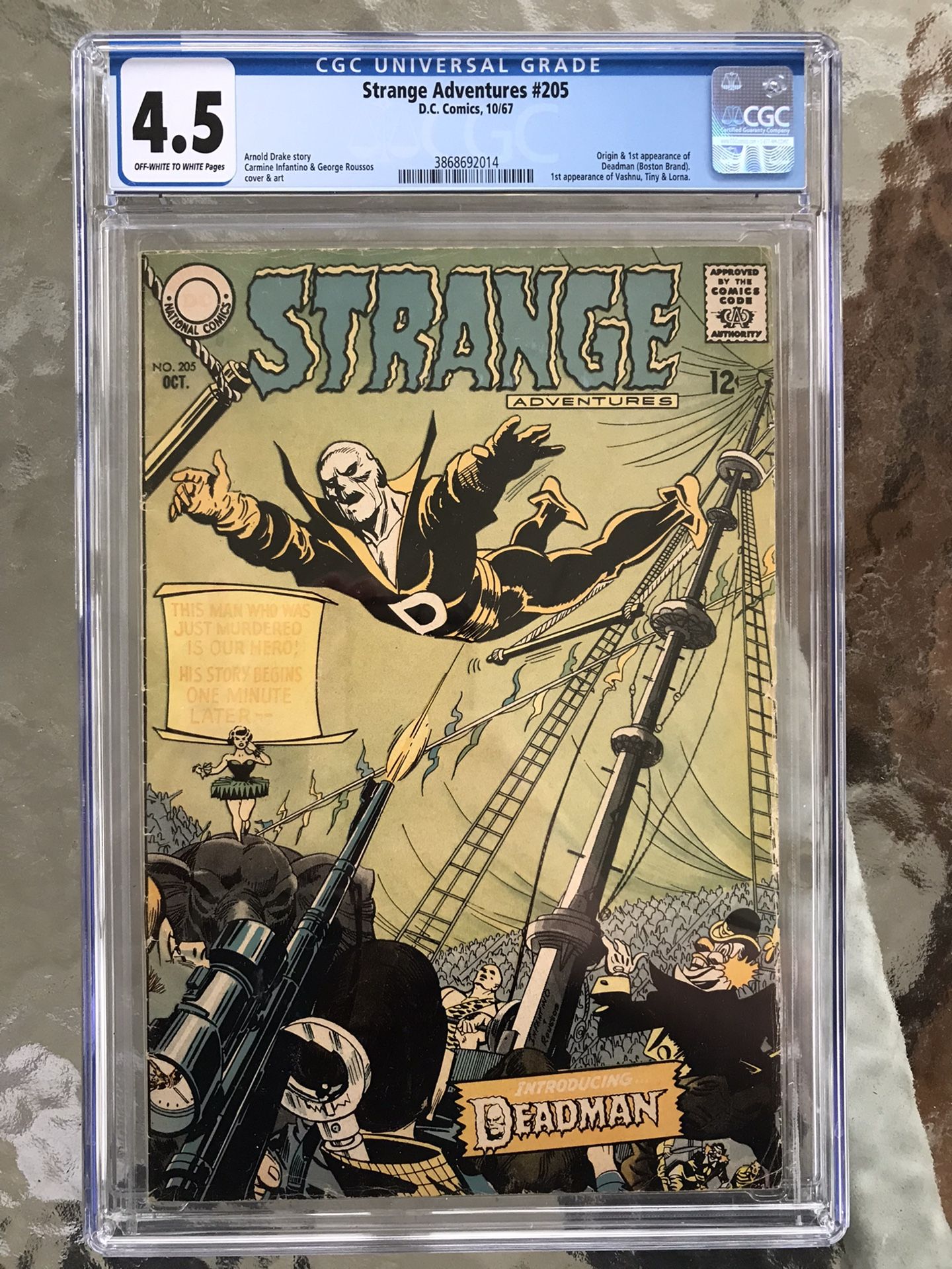 Strange Adventures #205 (1967) CGC 4.5 — O/w to White; 1st & Origin of Deadman