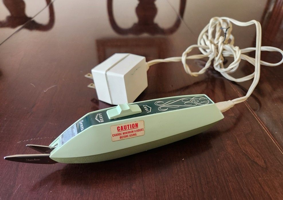 Vintage Green Sears 2-Speed Electric Fabric Scissors