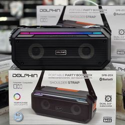 Rechargeable Party Speaker w/ 2x3” Subwoofers & Shoulder Strap.
