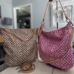 2 pcs Large COACH Signature Coated Canvas Tote Bags