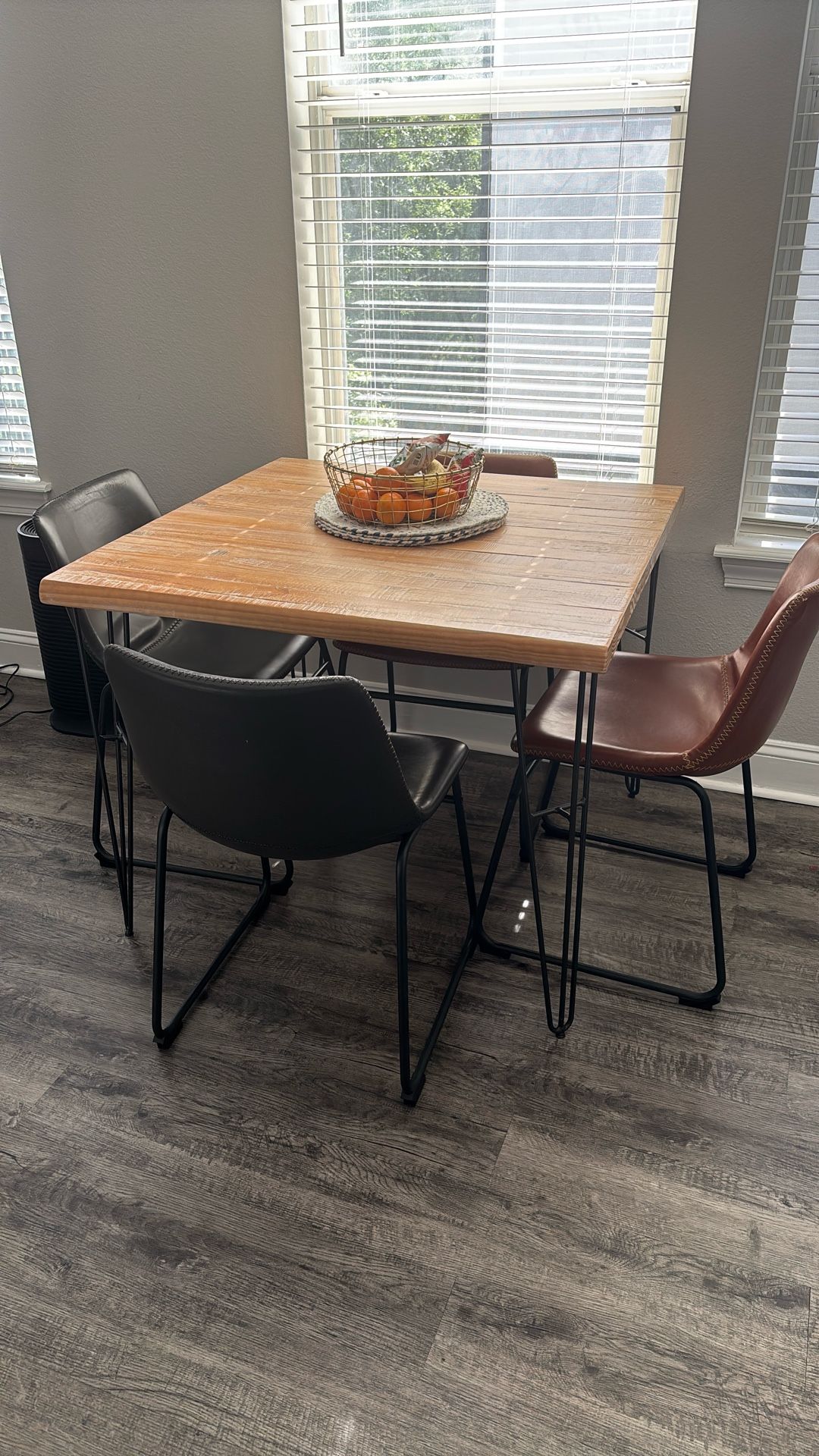 Wooden Table & Leather Chairs