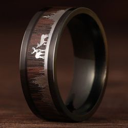 Men's 8mm Tungsten Carbide Forest Deer Designed Comfort-Fit Engagement Wedding Band 10