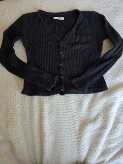 Black Everlane the Rib-Knit Organic Cotton V-Neck Cardigan Size  XS