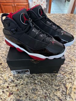 Nike Air Jordan 6 Rings Bred Playoff Black Varsity Red 322992-062 sz 8 Men's