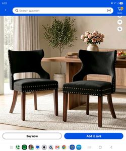 Firmoz Set of 2 Velvet Dining Chairs with Nailhead Trim