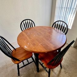 Dining Table Set- Round Wood  (Table & 4 Chairs)