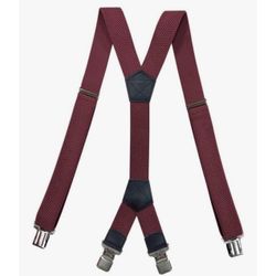 Burgundy Elastic Suspenders Adjustable Y-Back Clip On Unisex Braces