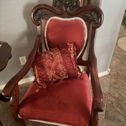 antique Victorian-style Red Armchair 