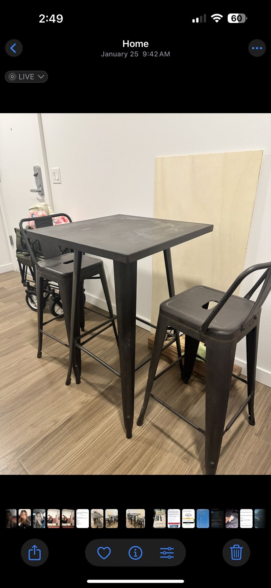 Outdoor Table with 2 Barstools