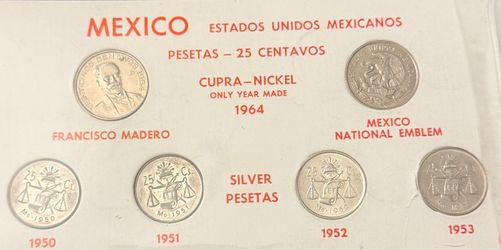 Set de monedas mexicanas plata