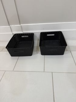 Black Fabric Storage Bins Set of 2