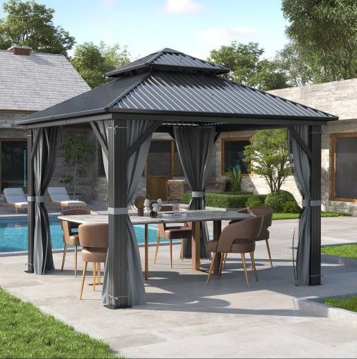 New Metal Gazebo - Dark Grey