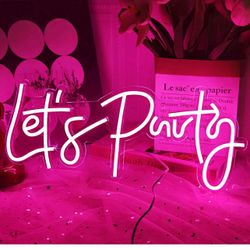 BerniceKelly Let's Party Neon Sign, LED Neon Lights for Bedroom Wall Decor, Art Decorative Lights for Bachelorette Party, Engagement Party, Birthday P