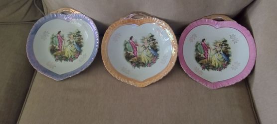Vintage Japan Regency courtship trinket candy dishes with gold rim 55/775