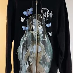 Tim Burton's Corpse Bride Moth Zip-Up Hoodie | Size Medium M | Hot Topic Rare